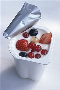 酸奶,多样,浆果,容器
