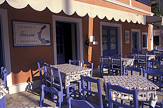 希腊,爱奥尼亚群岛,街头餐厅