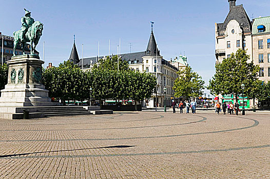 雕塑,国王,广场,瑞典