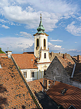 圣安德烈,靠近,布达佩斯,屋顶,老城,教堂,城镇,艺术家,银行,多瑙河,挨着,害虫