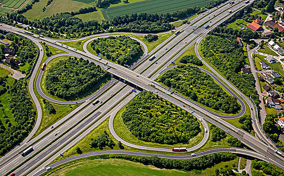 公路,连通,坏,苜蓿叶,高速公路,桥,东方,北莱茵威斯特伐利亚,德国