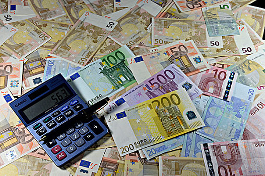 欧洲,欧元,货币,笔,计算器