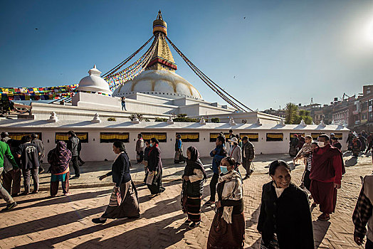 博达哈大佛塔,佛塔,朝圣,藏传佛教,加德满都,尼泊尔,亚洲