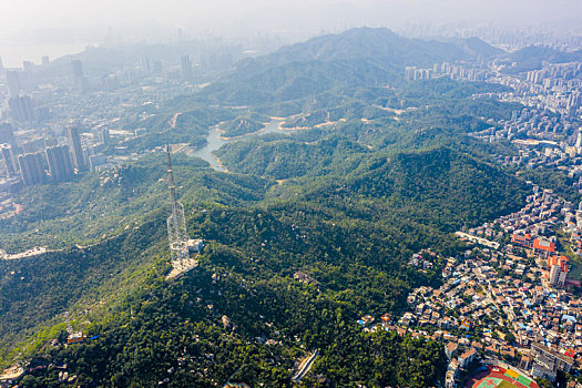 航拍广东珠海香洲区城区风光