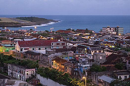 巴拉科阿,东方,古巴,屋顶,风景,上方,乡村,黎明