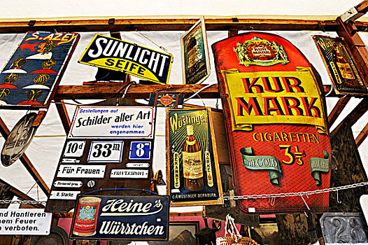老,广告标识,市场,慕尼黑,巴伐利亚,德国,欧洲