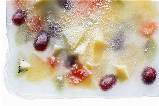 水果沙拉,冰冻,冰块