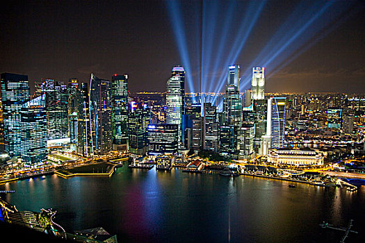 新加坡,市区,俯视,夜晚,画廊