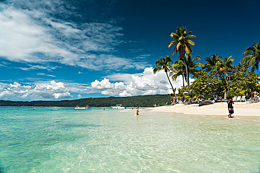 沙滩,岛屿,正面,萨玛纳,加勒比,多米尼加共和国,北美