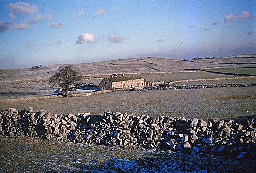 石灰石,墙壁,冬天,峰区,德贝郡,20世纪,艺术家
