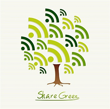 绿色,概念,分享,象征,树