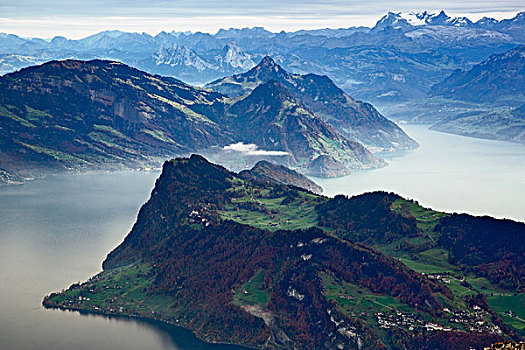 琉森湖,围绕,阿尔卑斯山,乡村,皮拉图斯,山,瑞士