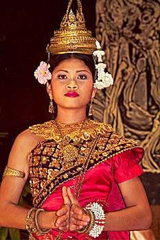 美女,传统舞,彩色,服饰,高棉人,艺术,跳舞,收获,柬埔寨