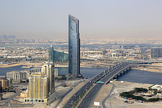 迪拜,塔,商务,海湾大桥,航拍