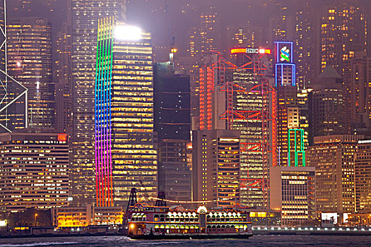 中国,香港,光亮,夜晚