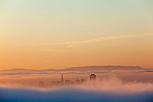 旧金山,雾,加利福尼亚,美国,北美