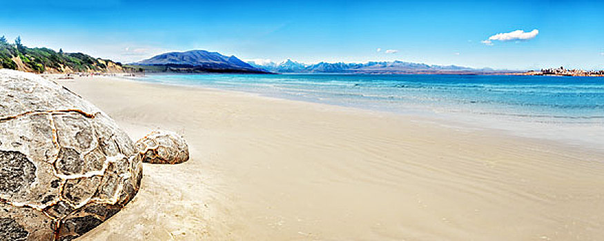 金色,海滩,纹理,石头,晴天,新西兰