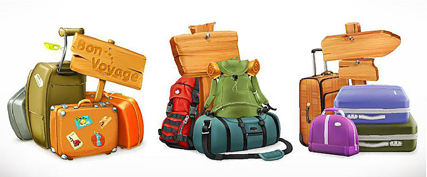 旅行,包,背包,手提箱,木质,标识