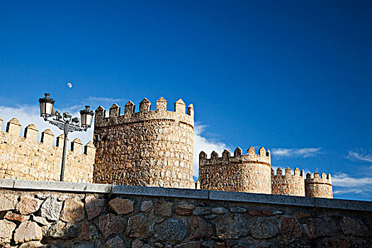 西班牙,卡斯蒂利亚,区域,阿维拉省,景色,中世纪城市,墙壁