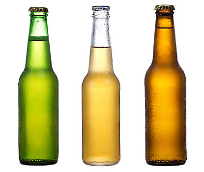 不同,瓶子,啤酒,白色背景