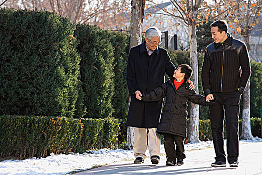 爺爺,兒子,孫子,公園