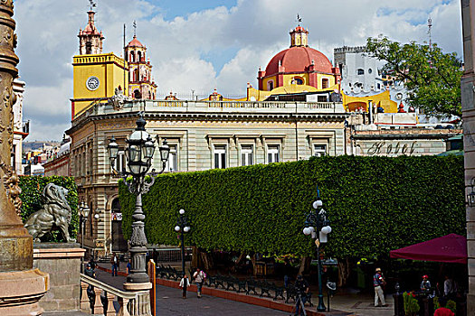 瓜纳华托,墨西哥,联合,花园,三角形,广场,大教堂,背景,左边,中心,大学,右边