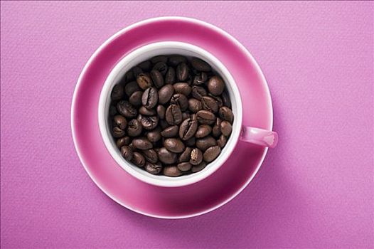咖啡豆,粉色,咖啡杯
