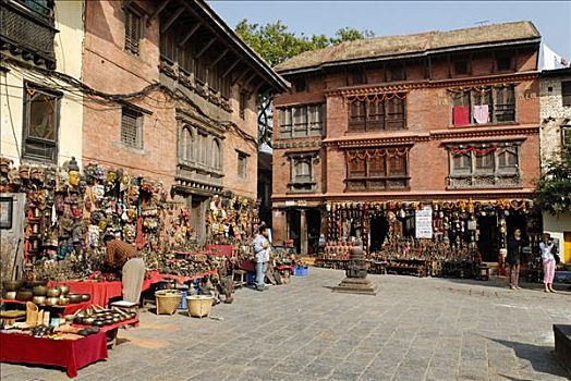 店,尼泊尔人,纪念品,庙宇,加德满都,尼泊尔
