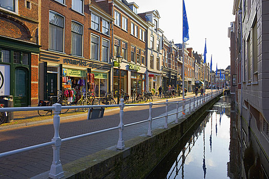 运河,街景,荷兰