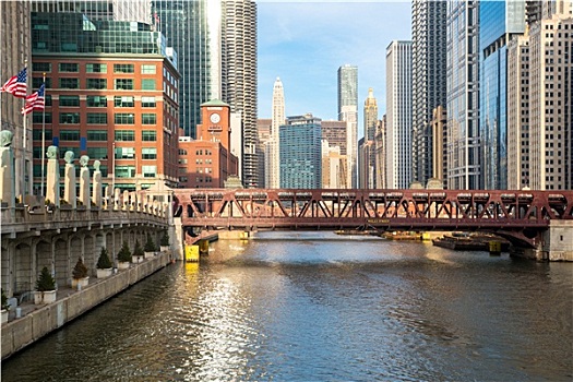 芝加哥,市区,河