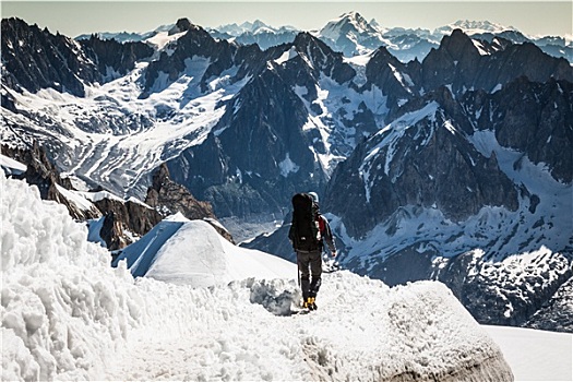 勃朗峰,夏蒙尼,法国阿尔卑斯山,法国,旅游,攀登,向上,山