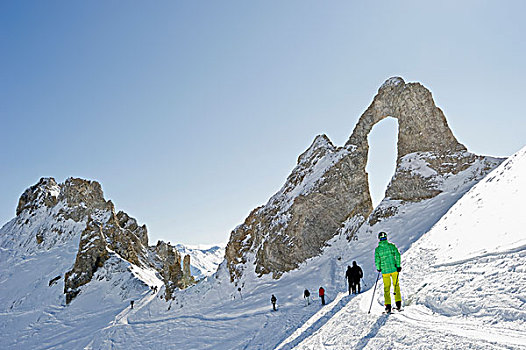 滑雪,区域,顶峰,阿尔卑斯山,法国,欧洲