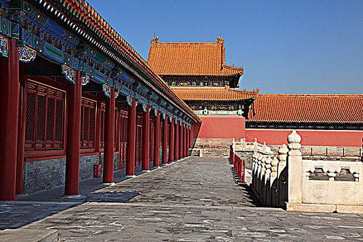 北京故宫配殿长廊