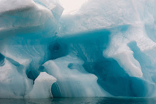 蓝色,冰山,特写,斯匹次卑尔根岛,斯瓦尔巴特群岛,挪威