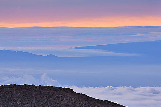 云,上方,海洋,哈雷阿卡拉火山,毛伊岛,夏威夷,美国