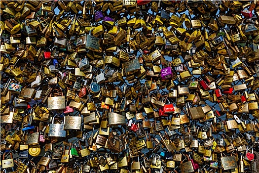 爱情,挂锁,艺术桥,巴黎,法国