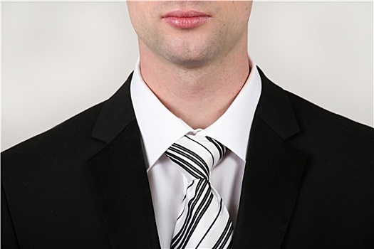 头像,商务人士,穿,黑色套装,白衬衫,黑白,领带