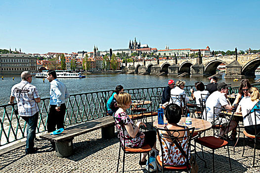 城镇,布拉格,城堡,老,凝视,河,捷克共和国,欧洲