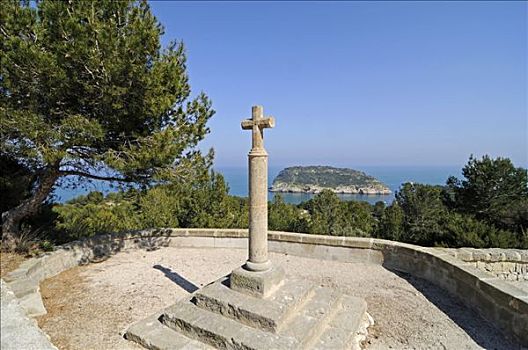 十字架,帽,岛屿,最佳位置,海岸,白色海岸,阿利坎特,西班牙,欧洲