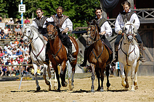 四个,骑手,骑,马,锦标赛,凯尔登堡,上巴伐利亚,巴伐利亚,德国,欧洲