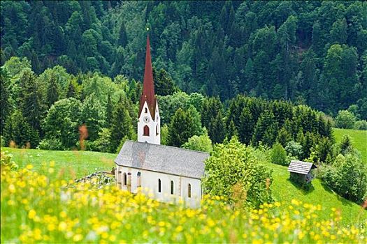 教堂,卡林西亚,奥地利,俯拍