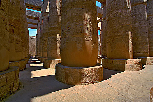 巨大,柱子,多柱厅,阿蒙神庙,寺庙,卡尔纳克神庙,现代,白天,路克索神庙,古老,底比斯,建造,男人