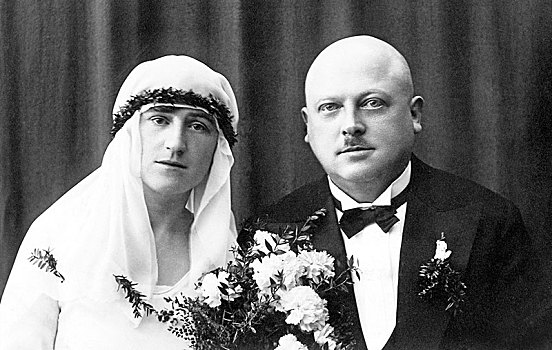 婚礼,情侣,少妇,老人,光头,20世纪30年代,德国,欧洲