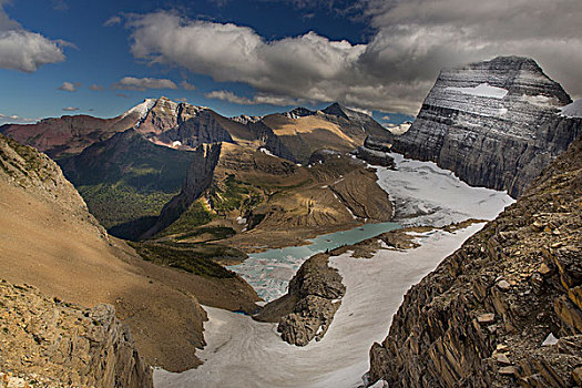 俯视,冰河,冰川国家公园,蒙大拿,美国