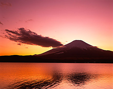 富士山,湖,日本