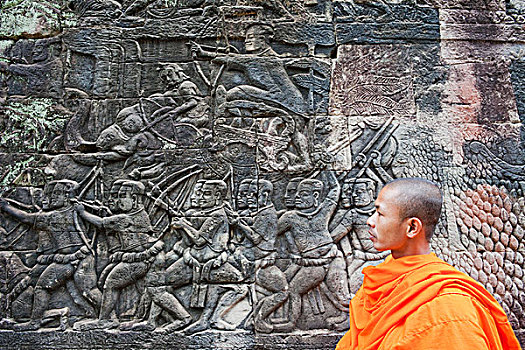 柬埔寨,收获,吴哥窟,巴扬寺,僧侣,罗摩衍那