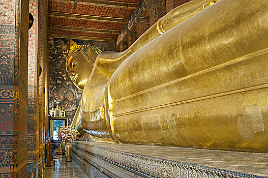 巨大,卧佛,寺院,卧佛寺,曼谷,泰国