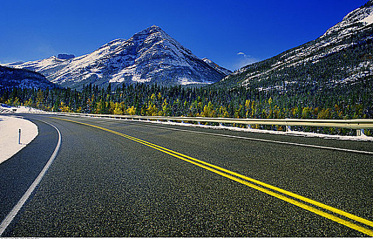 公路,山峦,省立公园,艾伯塔省,加拿大