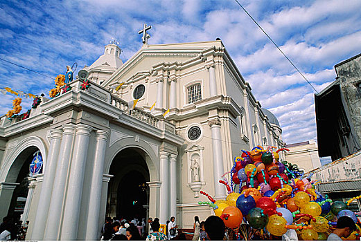 教堂,街道,节日,菲律宾