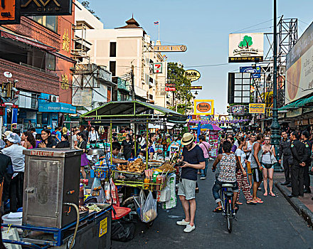 街道,餐饮摊,销售,摊亭,道路,曼谷,泰国,亚洲